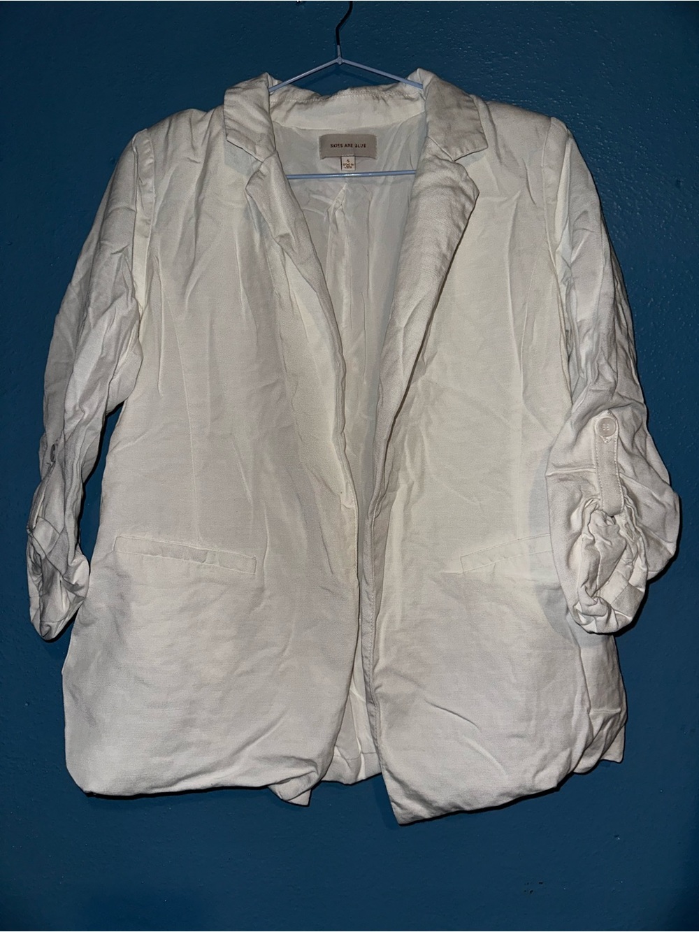Women’s White Open Front Lightweight Blazer Jacket